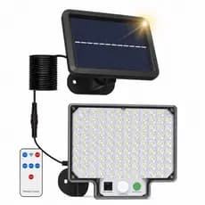 Refletor Solar 300W 104 LEDs com Sensor de Presença Controle Remoto Luz Branco Frio 6500K