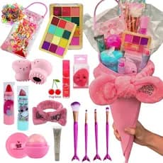 Kit de Maquiagem Infantil Criança Buquê Com Pincéis para Presente Dia das Crianças Aniversário + Brinde Surpresa