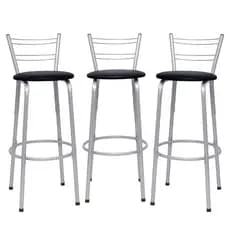 Cadeira Para Cozinha Balcão Bancada Ilha Área Gourmet Piscina Kit 3 Banquetas