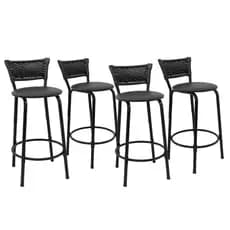 Kit 4 Banqueta Banco 60cm Junco Preto Balcão Área Gourmet Bistrô Cozinha Ilha Bancada Bar Piscina