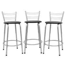 kit 3 Banquetas 60cm Bancos Cadeiras Alto Cozinha Bar Balcão Bancada Americano Flórida Prata