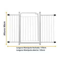 Portão Pet Bebes Cachorro Grade Proteção Porta Escadas Com Extensor 1 de 20cm e 1 de 30cm - Itagold