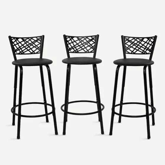 Kit 3 Banquetas Banco Eclipse 60cm Ideal Cozinha Americana Bistrô Área Gourmet Piscina Balcão Ilha