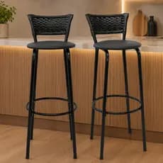Conjunto Com 2 Cadeiras Banquetas Bancos Alto 80cm Gourmet Bistrô Americana Bancada Bar - Premium