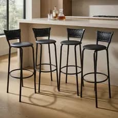 Conjunto Com 4 Cadeiras Banquetas Bancos Alto 80cm Gourmet Bistrô Americana Bancada Bar - Premium