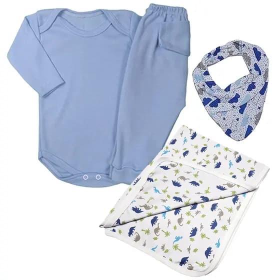 Kit 4 Peças Roupas de Bebê Estilosa e Barato Menino Menina