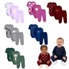 Kit 3 Peças Bebê Body Estampado e Mijão Malha Cores Reativas