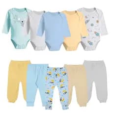 Kit 10 Pçs Roupa De Bebê Body Manga Longa + Mijão - Meninos e Meninas