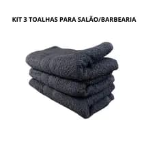 Kit com 3 Toalhas De Rosto/Cabelo para Salão de Beleza ou Barbearia cor Preto
