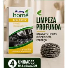 Esponja de Aço Dish Drops Amway Home Caixa C/4 unidades Limpeza Lavar Louça Remove Sujeiras Difíceis