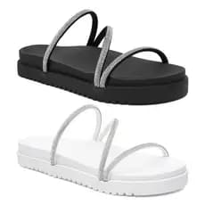 Sandália Papete Feminina Sandália Rasteira Com Brilho Sandália Feminina Confortável Birken Chinelo Rasteirinha Feminina