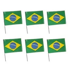 Kit 6 Bandeiras do Brasil Plástico Copa