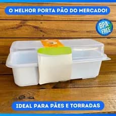 Porta Pao Retangular Para Pao de Forma Em Plastico Com Tampa