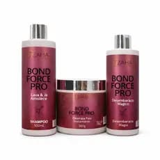 Kit Bond Force Pro Shampoo, Máscara Desmaia Fios e Condicionador Desembaraço Mágico tzaha