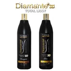 kit escova progressiva diamante 3d tzaha cosméticos profissional 2x1000ml Alisamento e Hidratação Capilar