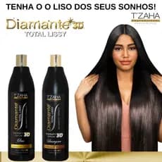 Kit Profissional Escova Progressiva Diamante 3D Tzaha Selamento e Realinhamento Capilar Semi Definitivo
