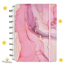 Caderno Inteligente Mármore Ágatha | Tamanho Inteligine, A5, Médio ou Grande | Rosa Marmorizado