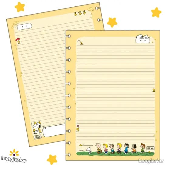 Refil Snoopy para Tilidisco Tilibra | Tamanho Universitário | Grande p/ Caderno de Discos tipo Caderno Inteligente