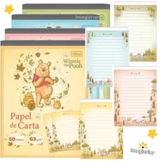 Bloco Papel de Carta Ursinho Pooh Tilibra | Papel de Carta Decorado, Pautado, Colorido, Vintage, Fofo, Disney, Desenho