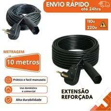 10 Metros Extensão Eletrica Extensor Cordão PP Flexivel 127/220V