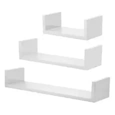 Kit 3 Prateleira Nicho U 20/30/40 Branco Decoração Livros Sala Quarto Cozinha