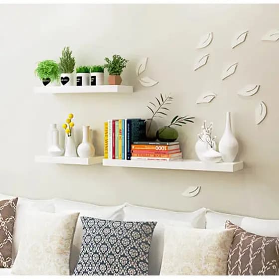Kit 3 Prateleiras reta 40/50/60 nicho Branco Suporte decoração sala quarto banheiro escritório