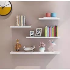 Kit 4 Prateleiras reta 30/40/50/60 nicho Branco Suporte decoração sala quarto banheiro escritório