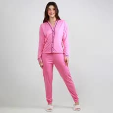 Pijama Americano Blogueira Longo Inverno Frio Aberto Botão Amamentação Blogueirinha Feminino