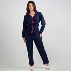Pijama Longo Feminino Americano Blogueira Aberto Botão Amamentação Feminino Blogueirinha Frio Inverno Promoção