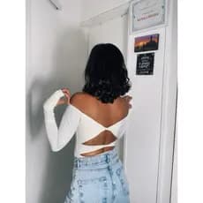 Blusa manga longa com decote cruzado - várias formas de usar - decote nas costas - inverno