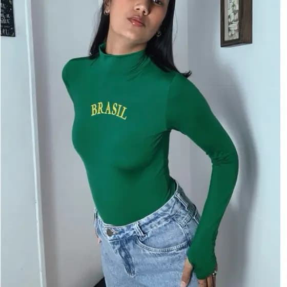 Body Brasil manga longa e gola alta - copa