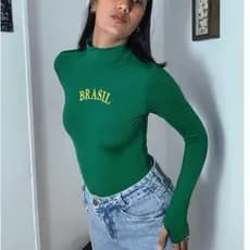 Body Brasil manga longa e gola alta - copa