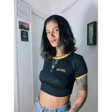 Cropped babylook Brasil Preto - copa