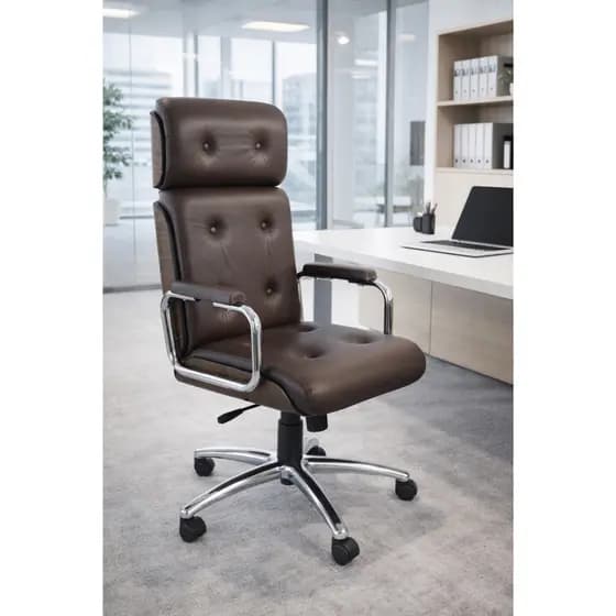 Poltrona Presidente Giratória Conforto E Design Premium Capuccino
