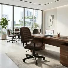 Poltrona Giratória Marrom Conforto Resistente E Durável