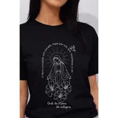 Camiseta Católica Nossa Senhora Minimalista Premium Feminina Estilo e Fé Tshirt Camisa