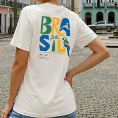 Camiseta Feminina BRASIL Estampas BRASIL 2026 Estampas Femininas 2026 Algodão Premium varias cores
