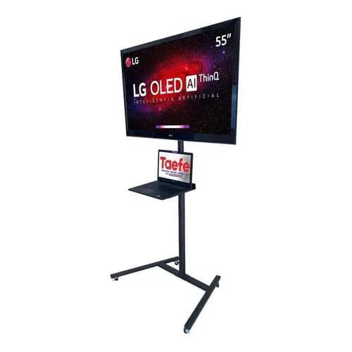 Pedestal Para Tv E Notebook Com Rodinhas Suporte Chão Rodizio