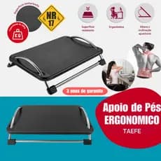 Apoio Para Pés Descanso Ergonômico Preto Com Regulagem de Inclinação Antiderrapante