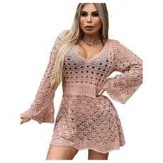 Saida Praia Primavera Verão Trico Rendado Luxo última moda