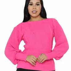 Tricot Blusa De Frio Malha Qualidade Manga Longa Bufante