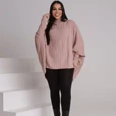 Blusa Tricot Mousse Feminino Poncho Moda Outono Inverno