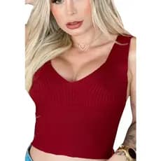 Croped Tricot Modal Modinha Blogueira Canelada Muito Linda Tamanho Unico