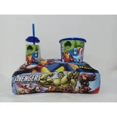 Kit Almofada Pipoca Cinema Personalizado com Nome e Tema Vingadores Desenho Almofada