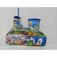 Kit Almofada Pipoca Cinema Personalizado com Nome e Tema Desenho Sonic e Tails Desenho Aniversário