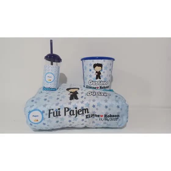 Kit 1 Almofada de Pipoca de Casamento Daminha e Pajem  Aniversário TEma infantil noivado