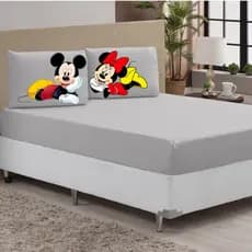 Lençol Casal 3 peças Com Fronhas Estampadas Para Casais Apaixonados MICKEY E MINNIE DEITADOS