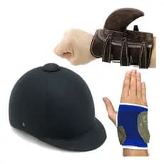 KIT Capacete Luva 5 Atacas Munhequeira Vaquejada Vaqueiro Abvaq Abqm