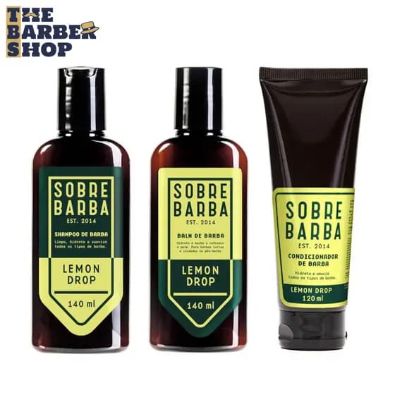 Kit Trio SOBREBARBA Shampoo + Balm + Condicionador de Barba Lemon Drop