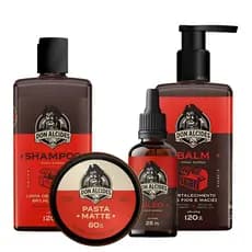 Kit para Barba - Shampoo + Balm + Óleo e Pasta Modeladora de Cabelo Don Alcides Barba Negra